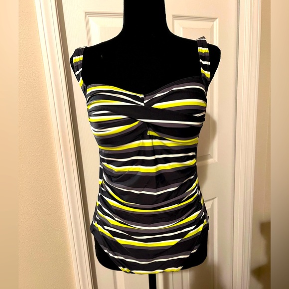 Bond-Eye Australia Bathing Swim Suit size 8 Striped black yellow - Picture 1 of 10
